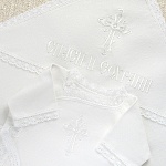 Крестильный комплект "Кружевное перышко" с пеленкой