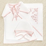 Крестильный комплект "Листики" для ребенка с пеленкой