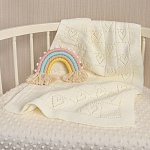 Детский плед "Сердечки" молочный