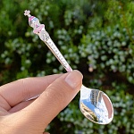 Серебряная ложечка с эмалью Крестнице