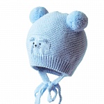 Вязаная шапочка "Мышонок" голубая