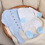 Вязаный комбинезон "Косички" голубой