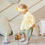 Костюмчик из муслина Дуэт оливково-желтый для девочки