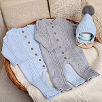 Вязаный комбинезон "Косички" голубой