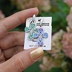 Серебряный крестик КРЭ03 зеленая эмаль