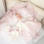 Комплект на выписку девочки "Самия" молочно-пудровый