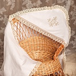 Тёплая пеленка с капюшоном "Бежевый крестик"