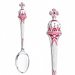 Серебряная ложка с эмалью "Крестнице"