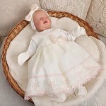 Комплект на выписку девочки "Люрекс" молочно-пудровый