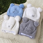 Вязаная шапочка "Мышонок" голубая