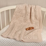 Детский плед "Сердечки" бежевый