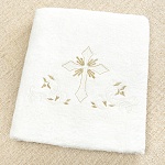 Махровое полотенце для крещения "Крестик с орнаментом"