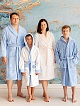 Махровый халат для мальчика бело-лазурный