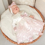 Комплект на выписку девочки "Самия" молочно-пудровый