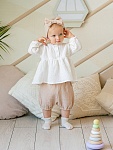 Костюмчик из муслина Дуэт бежево-молочный для девочки