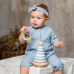 Льняной комбинезон Ветерок серо-голубой