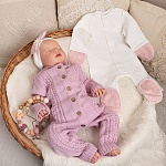 Вязаный комбинезон "Косички" пудра