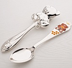 Серебряная ложка и погремушка "Мишка"