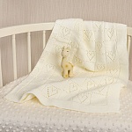 Детский плед "Сердечки" молочный