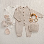 Набор комбинезон с пледом "Капелька" бежевый
