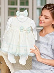Комплект на выписку девочки "Люрекс" молоко-тиффани