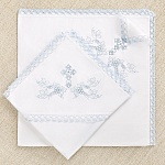 Крестильная пеленка с голубым кружевом для мальчика