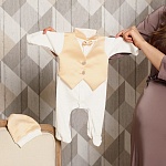 Комплект на выписку мальчика "Самия" бежевый