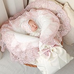 Комплект на выписку девочки "Самия" молочно-пудровый