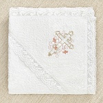 Махровое кружевное полотенце для крещения "Обвитый крестик"