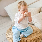 Костюмчик из муслина Дуэт молочно-голубой для мальчика