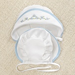 Чепчик-капор с вышивкой "Незабудка"