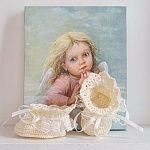 Вязаные пинетки молочные "Кружевные"