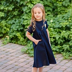 Платье Желтый мак темно-синее лён