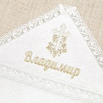 Кружевное полотенце с капюшоном "Крест с лозой"