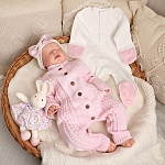 Вязаный комбинезон "Косички" розовый