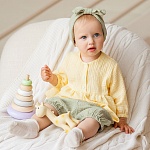 Костюмчик из муслина Дуэт оливково-желтый для девочки