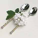 Серебряная ложка с позолотой и фианитом