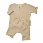 Детский летний костюмчик из муслина Самурай бежевый