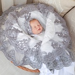 Комплект на выписку мальчика "Самия" серо-белый