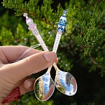 Серебряная ложечка с эмалью Крестнице