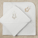 Махровое полотенце для крещения с уголком "Крестик с лозой"