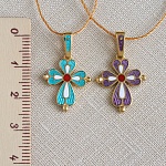 Позолоченный крестик КРЭ24 бирюзовая эмаль