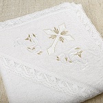 Кружевное полотенце для крещения "Крест с орнаментом"