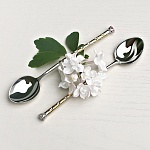 Серебряная ложка с позолотой и фианитом