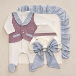 Костюмчик/комплект с уголком Денди клетка и ежевика