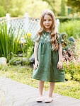 Платье Ромашки зеленое лён