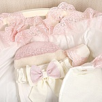 Комплект на выписку девочки "Люрекс" молочно-пудровый