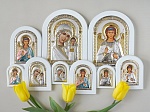 Икона белое дерево "Ангел-хранитель" серебристая