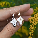 Серебряный крестик 14786АКВ белая эмаль