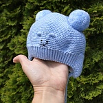 Вязаная шапочка "Мышонок" голубая